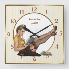 Relógio Quadrado Na biblioteca de pinos de quebra - personalizar