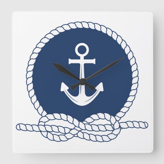 Relógio Quadrado Na moda Anchor E Corda (Frente)
