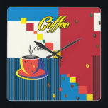 Relógio Quadrado Na moda de Pop de Taça de Café abstrato<br><div class="desc">Relógio de Parede Quadrado com Na moda de Trendy Art Pop do Café Ilustração, Poster de Trabalho de Arte para Presentes e Prezentes Incríveis de Férias, Decoração Doméstica, Art & Wall Décor, Relógio de Produto Decorativo, Relógio de Parede Quadrado Moderno "Linda Mulher de Moda com Café" - Coleção.</div>