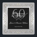 Relógio Quadrado Na moda Decorative Silver 60º aniversário de casam<br><div class="desc">Lindo, glamourosa tendência, moderna, romântica e sofisticada design para eventos de aniversário de casamento do casal 60. Fabuloso e elegante sexagésimo aniversário. Com um belo quadro de borda decorativa brilhante e brilhante rico em cores prateadas impressionantes com uma réplica preta por baixo para dar um excelente de contraste, tudo impresso...</div>