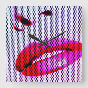 Relógio Quadrado Na moda Modern Lábios Art