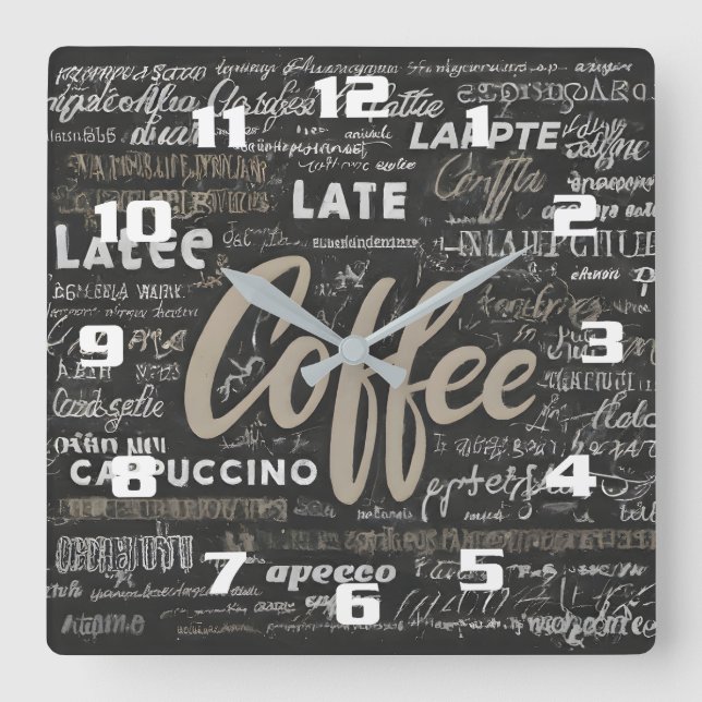 Relógio Quadrado Na moda Moderna Café Linda Cozinha (Frente)