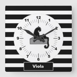 Relógio Quadrado Na moda Preto Pantero Branco Moderno