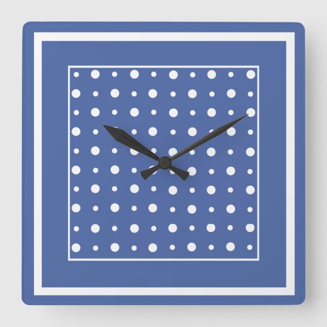Relógio Quadrado Na moda Wall Clock, Bolinhas Azuis Escuras (Frente)