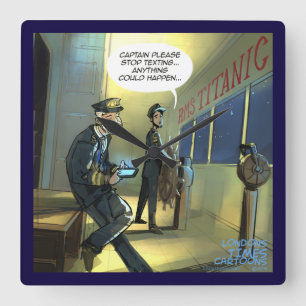 Relógio Quadrado Não envie SMS e Titanic Engraçado Wall Clock