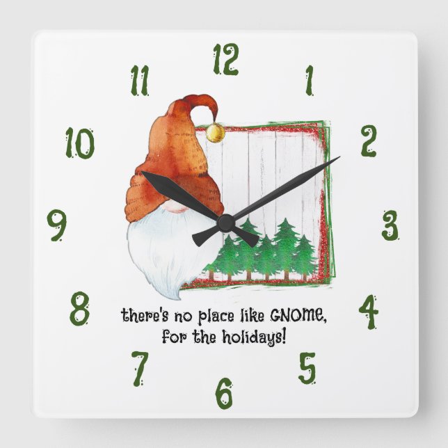 Relógio Quadrado Não há lugar como o GNOME, nos feriados. (Frente)