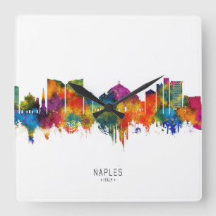 Relógio Quadrado Nápoles Itália Skyline