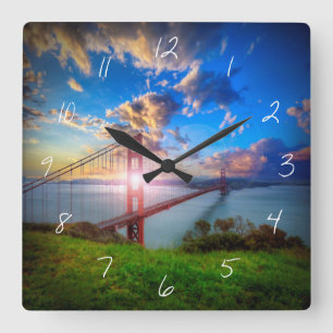 Relógio Quadrado Nascer do sol do Golden Gate