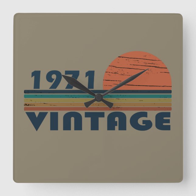 Relógio Quadrado Nascer em presente de aniversário de 1971 (Frente)