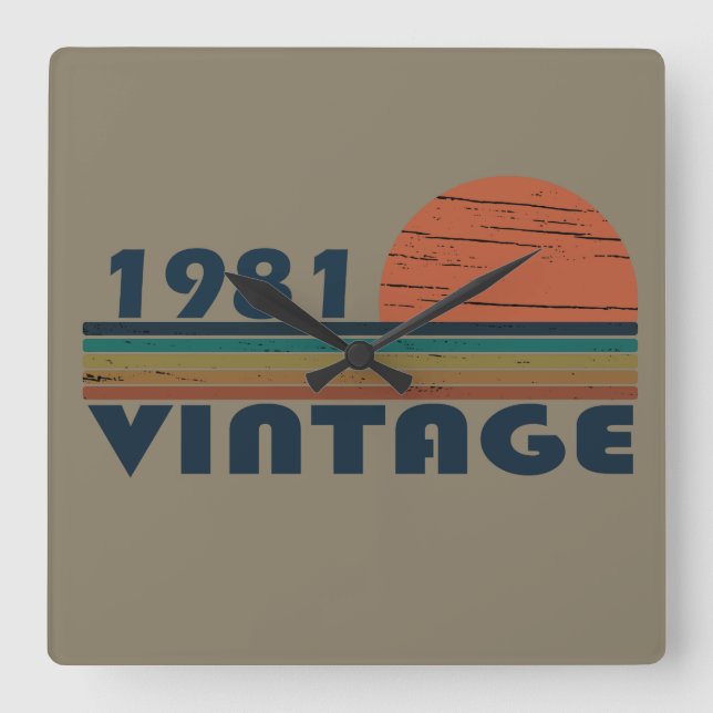 Relógio Quadrado Nascer em presente de aniversário de 1981 (Frente)