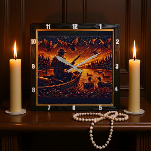 Relógio Quadrado Nascer para Hunt Sunrise Duck Hunter