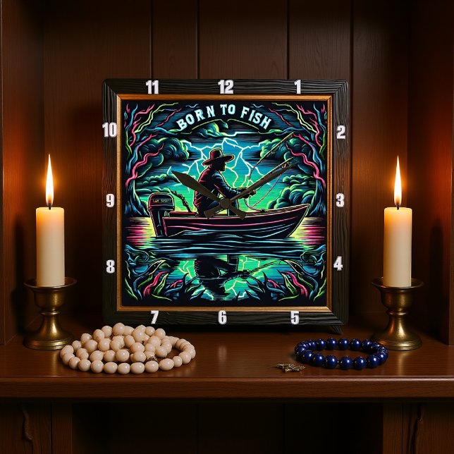 Relógio Quadrado Nascer para pescar tempestade sobre águas estática (Criador carregado)