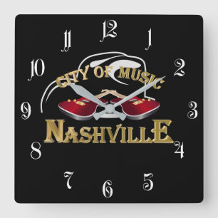Relógio Quadrado Nashville. Cidade da música