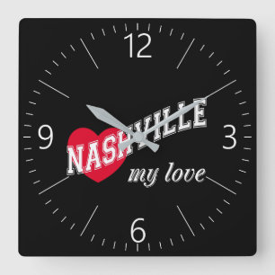 Relógio Quadrado Nashville meu amor