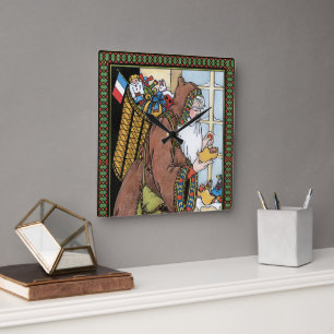 Relógio Quadrado Natal Antigo, Brinquedos do Papai Noel Tamancos Sa