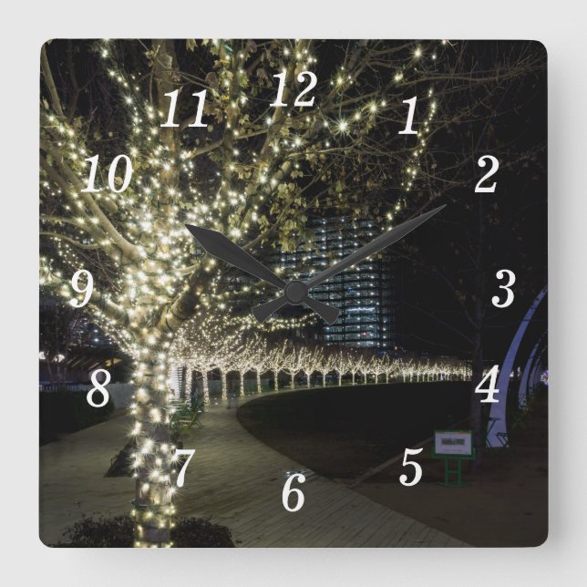 Relógio Quadrado Natal Em Klyde Warren Park Wall Clock (Frente)