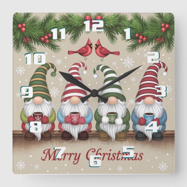 Relógio Quadrado Natal Fofo (Frente)