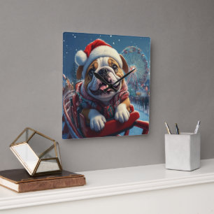 Relógio Quadrado Natal no Montanha-Russa do Bulldog