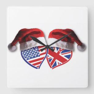 Relógio Quadrado Natal UK Patriotic Heats