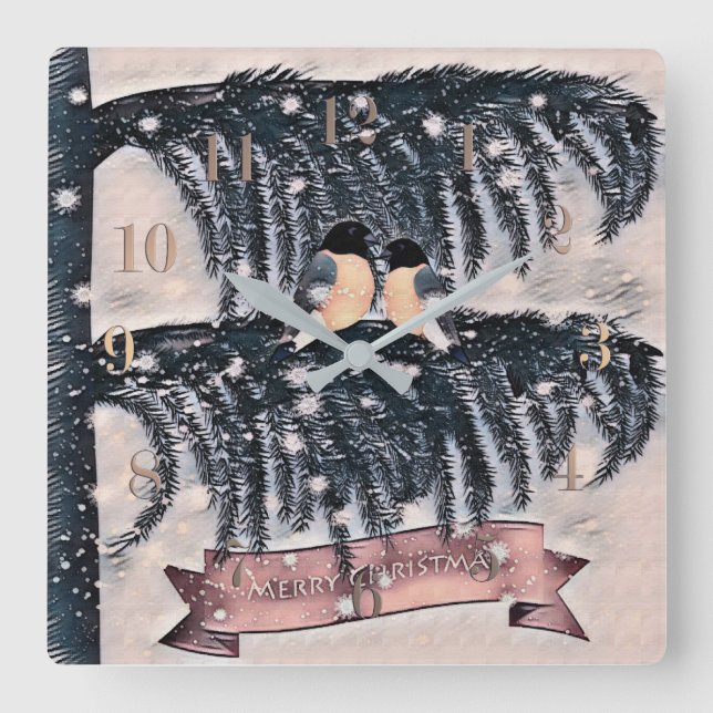 Relógio Quadrado Natal, Vintage (Frente)