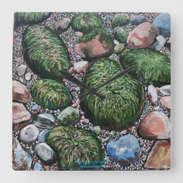 Relógio Quadrado Nature Beach Rocks Modern