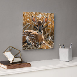 Relógio Quadrado Nature Theme Cute Baby Deer