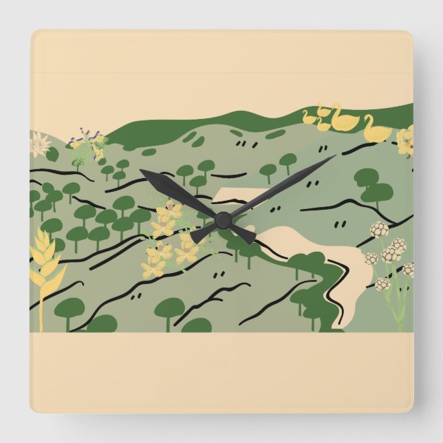 Relógio Quadrado Natureza (Frente)