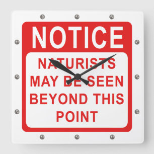 Relógio Quadrado Naturist Beach/Naturist Camp Sinal