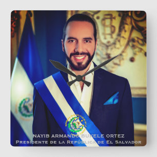 Relógio Quadrado Nayib Bukele, Presidente de El Salvadore