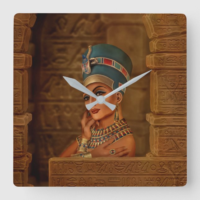 Relógio Quadrado Nefertiti - Neferneferuaten (Frente)