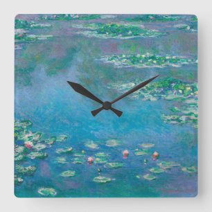 Relógio Quadrado Nenúfares por Claude Monet Pintura de Arte Fina