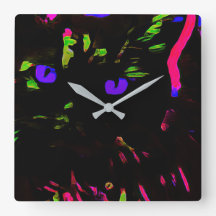 Neon Black Cat com olhos brilhantes
