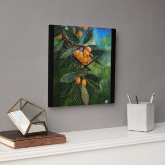 Relógio Quadrado Nêsperas em pintura de primavera de abril por Alfr