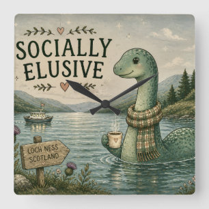Relógio Quadrado Nessie Esquiva Socialmente Críptico Aconchegante L