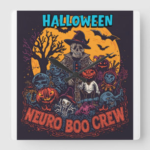 Relógio Quadrado Neuro Boo Crew Halloween