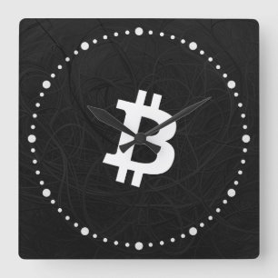 Relógio Quadrado Neurônio Preto Bitcoin
