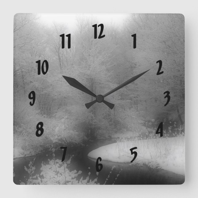 Relógio Quadrado Neve Inverna E Natureza Da Corrente (Frente)