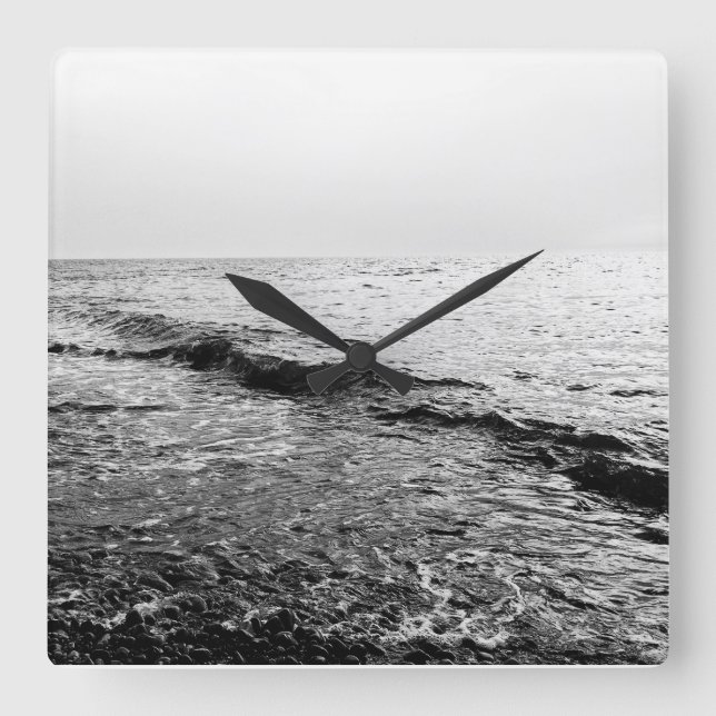 Relógio Quadrado Noite do mar (Frente)