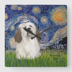 Relógio Quadrado Noite Estrelada - Havanese (#1)