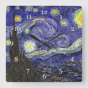 Relógio Quadrado Noite Estrelada, Vincent Van Gogh.