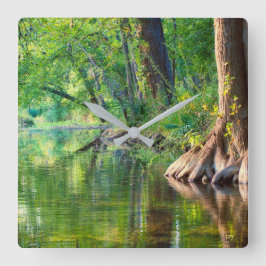 Relógio Quadrado Noite sobre Cypress Creek