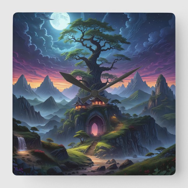 Relógio Quadrado Noite Spooky (Frente)