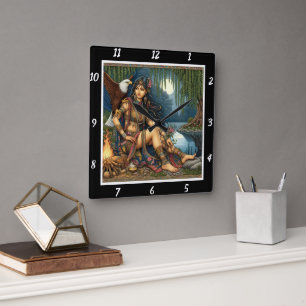 Relógio Quadrado Noites Nativas: Brilhância da Estrela-da-Sombra de