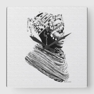 Relógio Quadrado Noiva do Casamento Tribal Africano