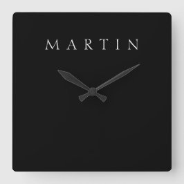 Relógio Quadrado Nome Clássico (ou palavra) | Preto e branco