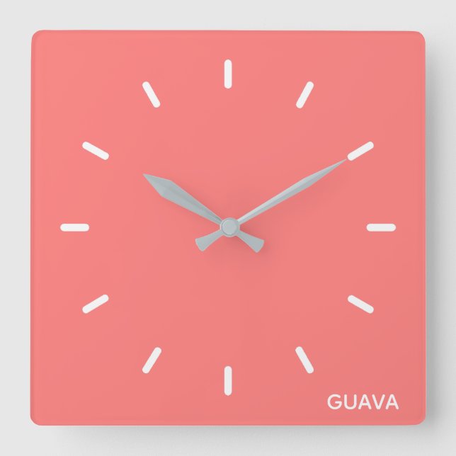 Relógio Quadrado Nome cor-de-rosa da cor da goiaba (Frente)