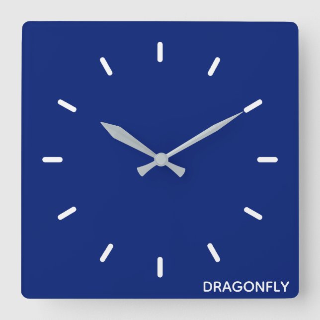 Relógio Quadrado Nome da cor azul do Dragonfly (Frente)