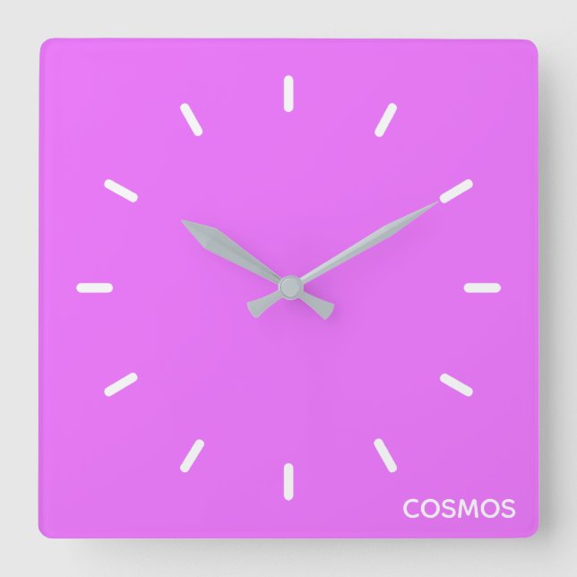 Relógio Quadrado nome da cor roxa do Cosmos (Frente)