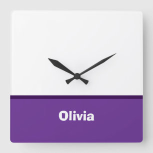 Relógio Quadrado Nome da faixa moderna minimalista ou monograma