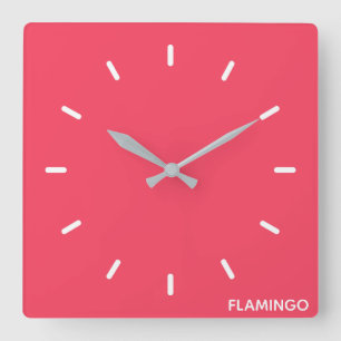 Relógio Quadrado Nome de cor rosa Flamingo